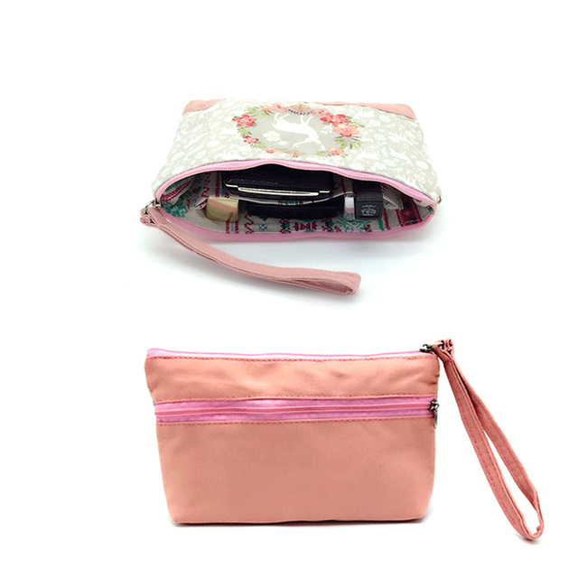 新款横版方型零钱包帆布小清新文艺化妆包可装6寸手机袋杂物小包
