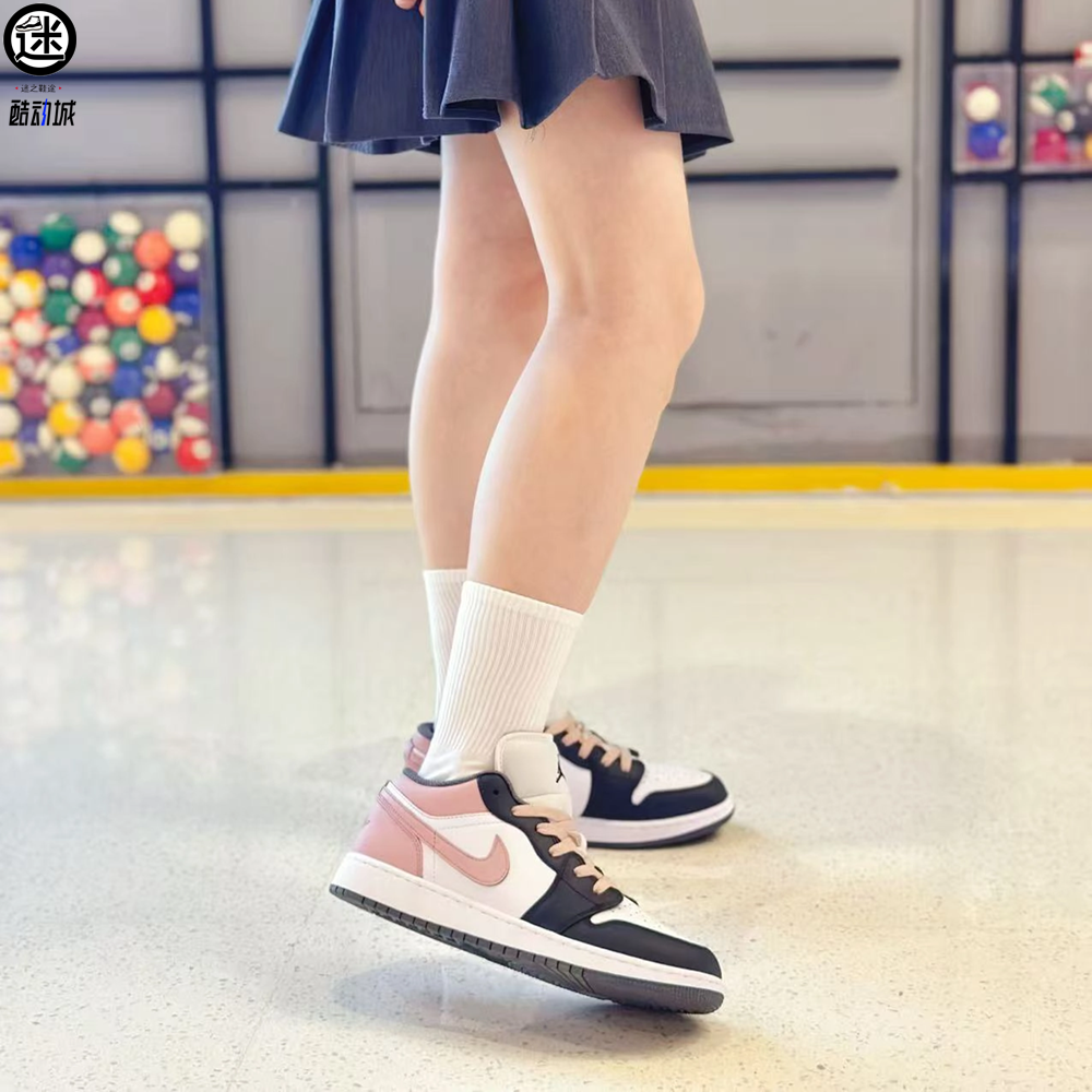 球鞋定制 Jordan Air Jordan 1 'Iron Grey'黑粉女子低帮百搭板鞋,淘宝优惠券,粉丝福利购,淘宝优惠卷