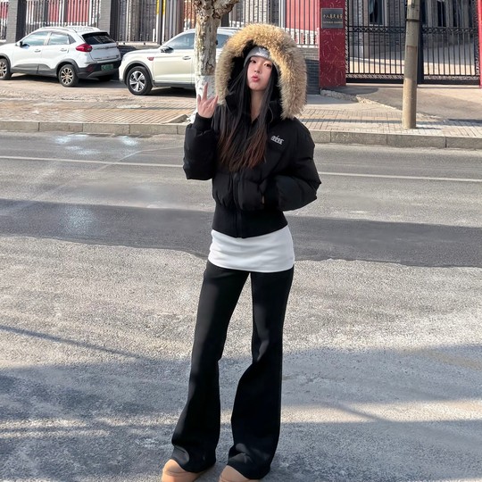 American retro hottie slimming waist down jacket for women