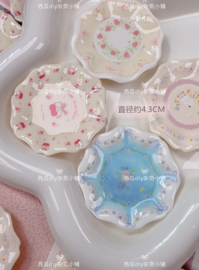 定制紫色兔兔盘子樱桃草莓盘diy仿真微缩食玩树脂配件冰箱贴手工
