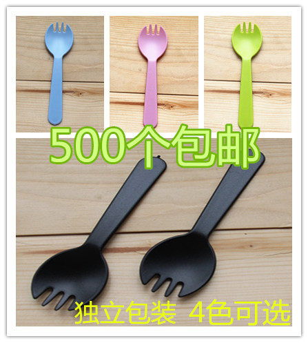 彩色磨砂独立包装简装一次性勺子蛋糕勺子叉子甜品勺冰淇淋勺500 - 图0