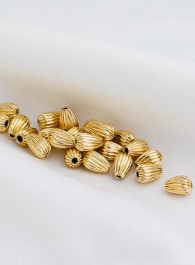 14K包金保色南瓜纹水滴隔珠菱形瓜珠饰品配件diy手工串珠子材料