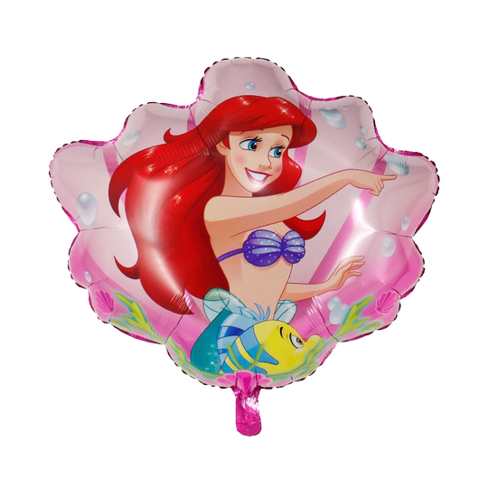 美人鱼气球女孩生日主题铝箔气球18寸圆形睡美人贝壳尾巴铝膜气球