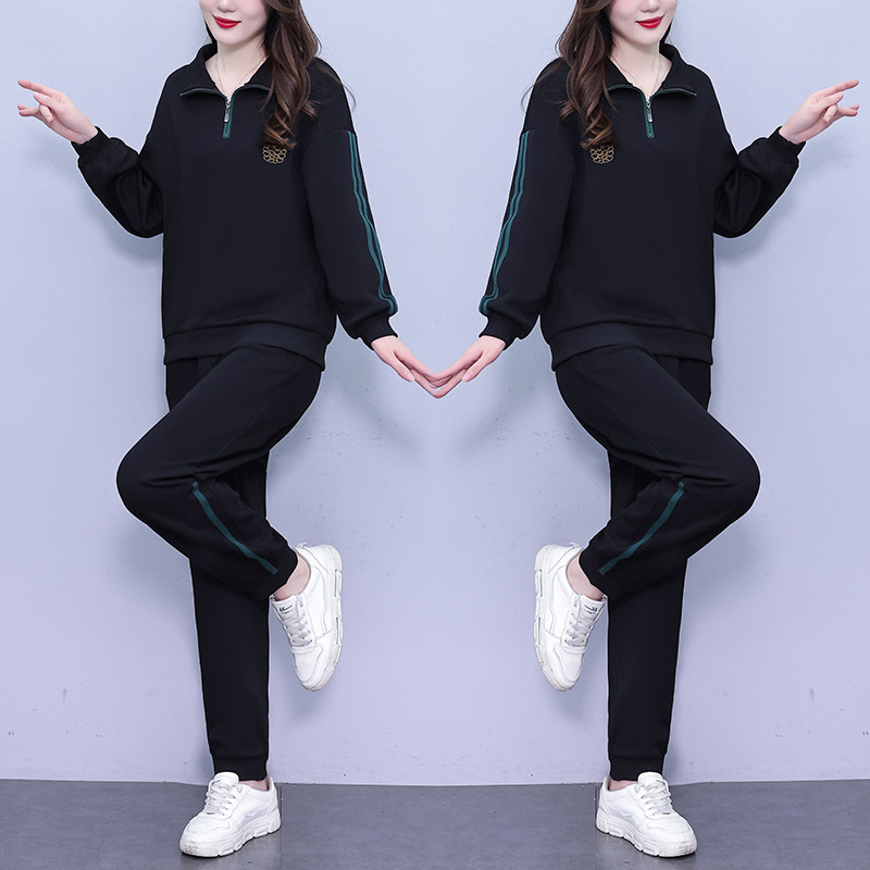 时尚休闲运动套装女秋季新款洋气妈妈减龄百搭气质立领卫衣两件套,淘宝优惠券,粉丝福利购,淘宝优惠卷