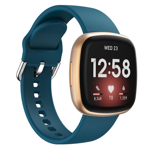 适用Fitbit versa3/Sense2硅胶表带Sense/Versa4纯色银扣腕带均码 - 图3