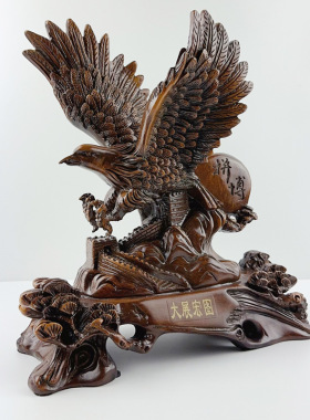 直播热销木纹大展宏图老鹰摆件创