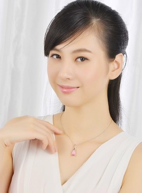 猫眼石水滴女士情侣白金吊坠项链