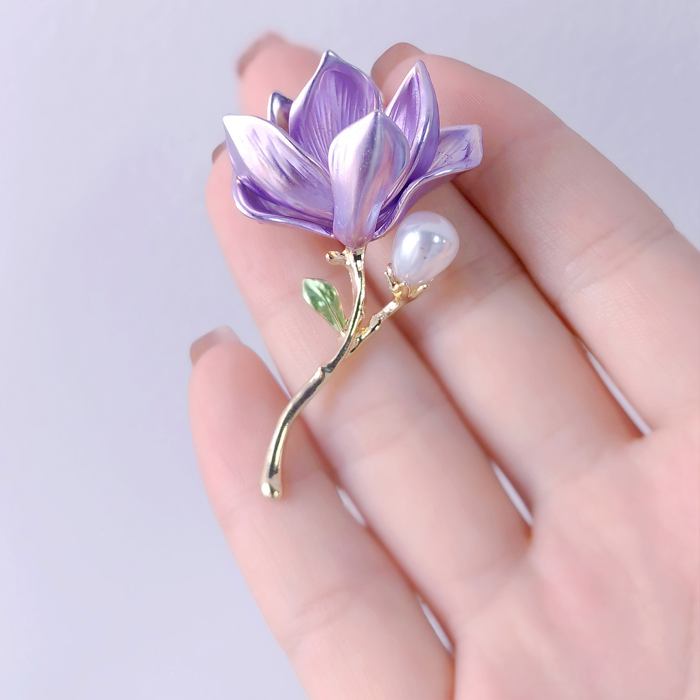 丨一折专区丨国风淡雅精致玉兰花胸针紫色花朵别针复古旗汉服胸花,淘宝优惠券,粉丝福利购,淘宝优惠卷