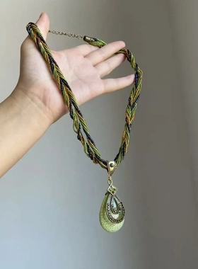 欧美跨境亚马逊热卖民族风波西米亚复古米珠水滴吊坠毛衣链女饰品