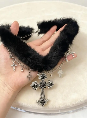 秋冬毛绒项链甜酷辣妹y2k星星爱心小众百搭千禧风轻奢百搭毛衣链