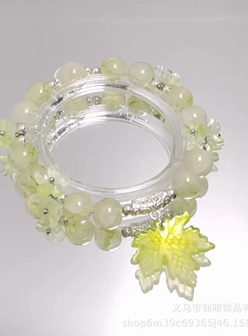 原创设计新款水墨枫叶水晶手链中式百搭高级感时尚手串景区热销款