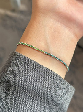 本命年18K小红绳渐变绿手链