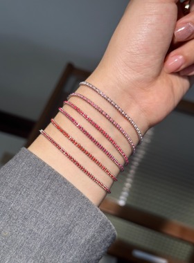 本命年法国巴黎小红绳银粉色系