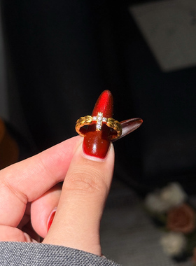 禾圣鸢尾花十字架尾戒可调节