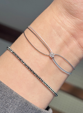 红绳illusion蓝色全绳三绳手链