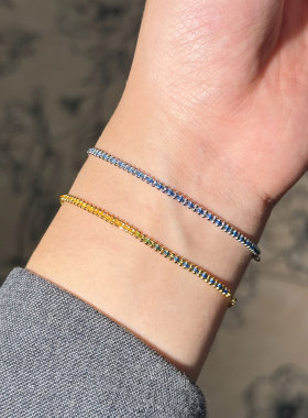 本命年18K法国小红绳彩虹色手链