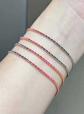 本命年18K法国小红绳彩虹色手链