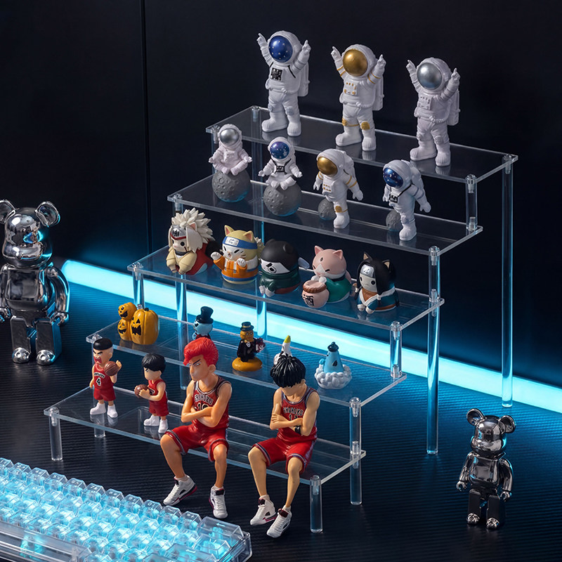 Blind box display rack, office doll storage desktop rack, Pop Mart acrylic storage rack, step rack display cabinet