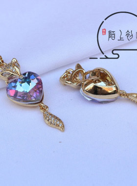 狐狸坠子兔头琵琶水滴耳饰