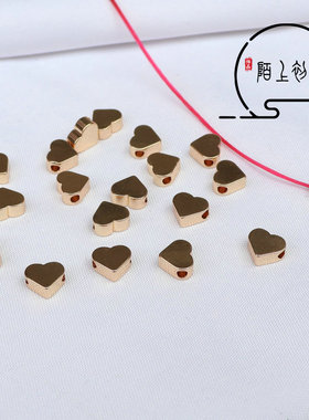 14K包金双平面爱心五角星大孔散珠隔珠配珠 diy手工饰品配件材料