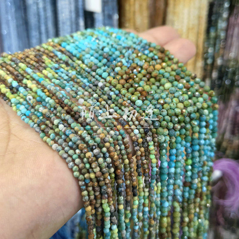 天然2/3mm湖北绿松石渐变切面圆珠散珠隔珠手链项链手作DIY半成品,淘宝优惠券,粉丝福利购,淘宝优惠卷