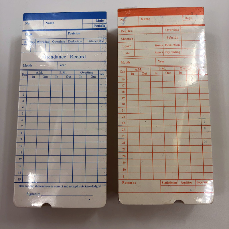 微电脑考勤机专用英文卡纸 打卡机打卡纸 英文电子考勤机通用卡片 - 图2