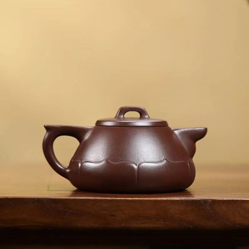 Authentic Yixing Lu Weiping purple clay pot original ore stale purple clay gentleman lotus shadow pot high-end teapot tea set gift