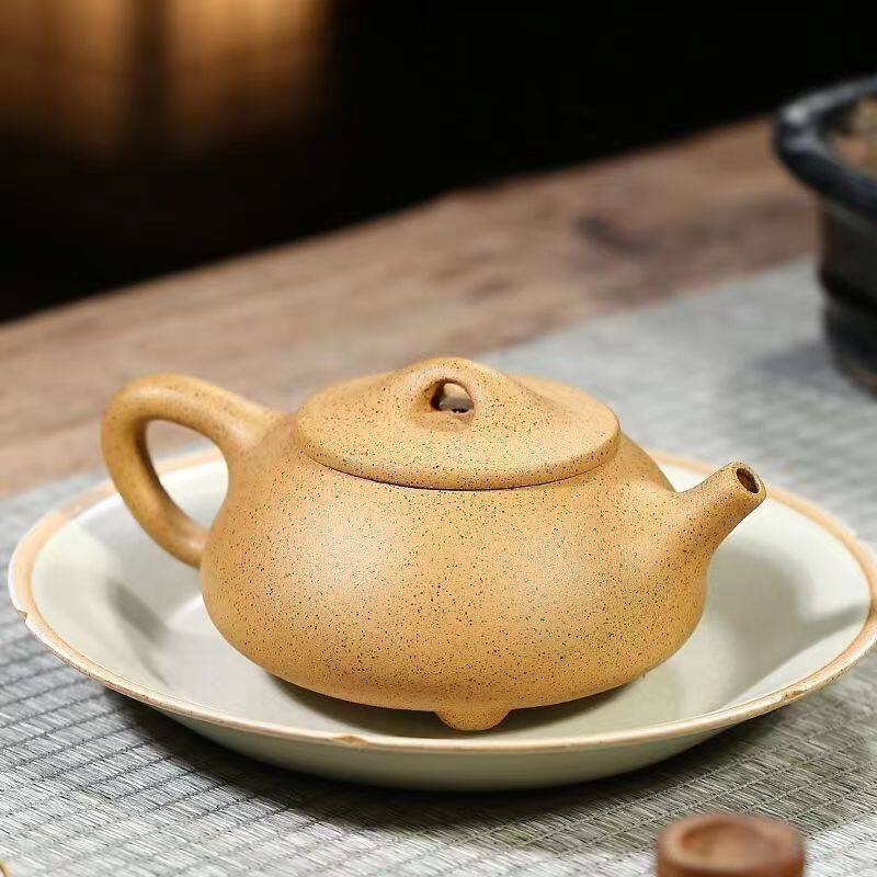 Authentic Yixing purple sand pot original gold sesame section clay Jingzhou stone ladle pot household kung fu teapot tea set gift