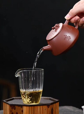 正宗宜兴紫砂壶原矿陈腐老紫泥刻绘观鸣石瓢壶家用功夫泡茶壶茶具