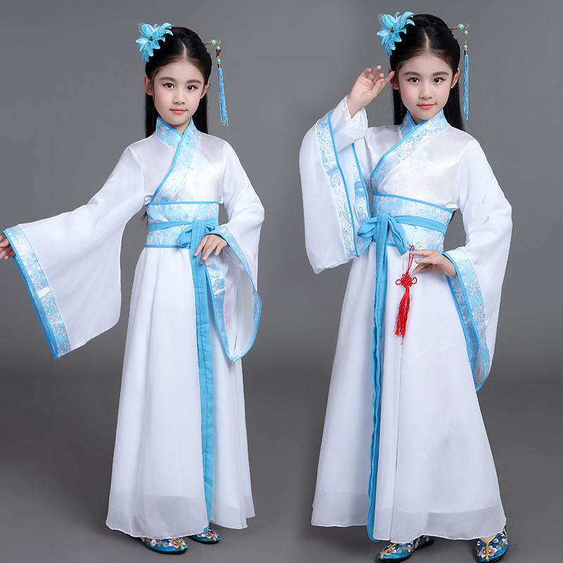 女童古代衣服儿童古装女汉服童装古装仙女装公主裙古筝服装中大童