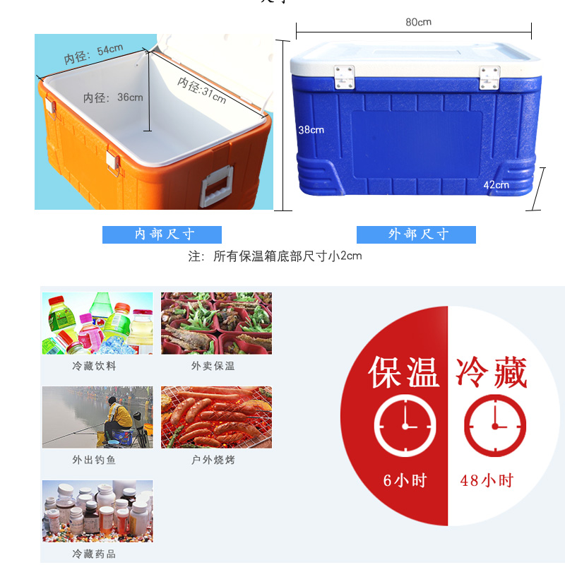 80L保温箱冷藏箱 超大外卖箱快餐送餐烧烤海钓鱼箱家用保温箱 - 图3