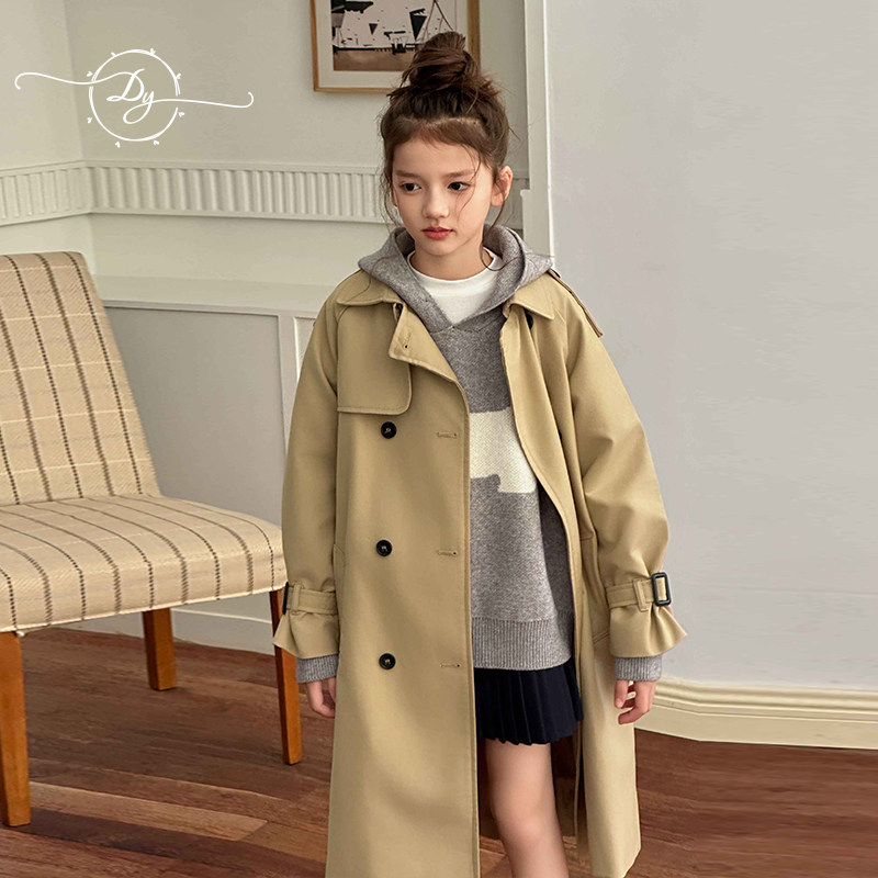 女童风衣2025春秋新款英伦风洋气儿童长款大童外套修身小个子大衣,淘宝优惠券,粉丝福利购,淘宝优惠卷