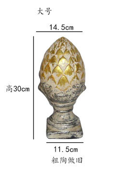 欧式陶艺摆件复古做旧金色装饰品