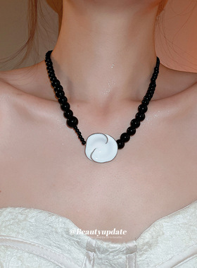 法式复古滴油花朵珍珠项链复古时尚个性气质锁骨链轻奢高级感项饰