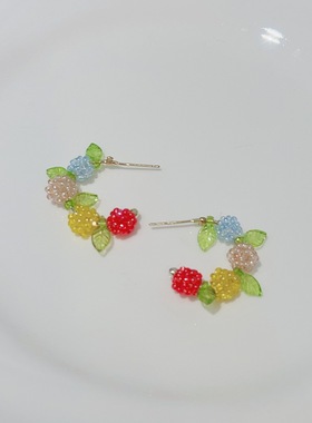 手作温柔田园水晶樱桃绿色