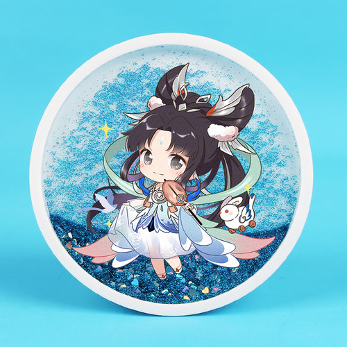 diy亚克力创意流沙樱花圆形杯垫定制ins风明星动漫周边同人定做 - 图3