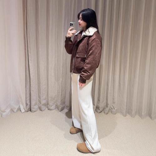 it :orange forest新款夹克羽绒服短款外套女毛领厚款拉链上衣女 - 图1