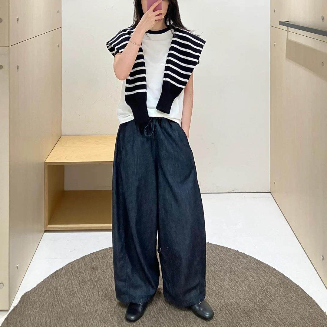 it :orange forest桶形抽绳腰边牛仔裤女 25年新品深蓝色裤子长裤,淘宝优惠券,粉丝福利购,淘宝优惠卷