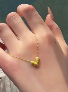 新款金色怦然心动碎冰冰爱心项链