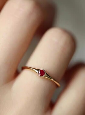 法式中古红锆石开口可调叠戴戒指