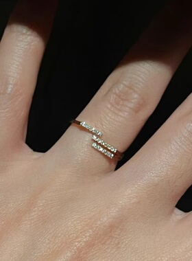 韩系轻奢极简闪钻开口细戒女款