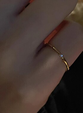 复古极简风点钻锆石细圈戒指韩系