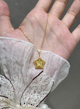 镂空爆闪鱼鳞片星星吊坠锁骨链女