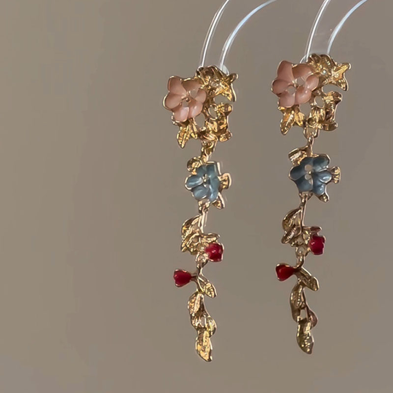 「人间富贵」新中式国风耳环女古风金色花朵搭旗袍汉服马面裙耳饰,淘宝优惠券,粉丝福利购,淘宝优惠卷