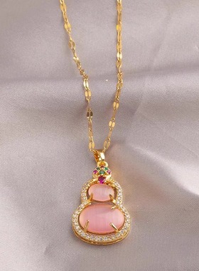 新中式耳环复古粉色葫芦耳饰女款