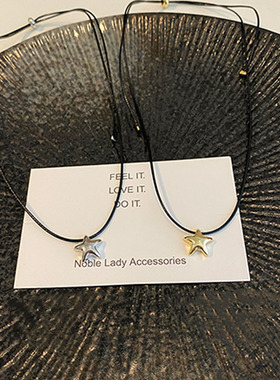 辣妹黑绳星星项链女锁骨链配饰品