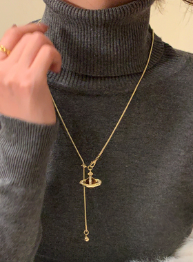 复古虎眼石星球吊坠项链颈链配饰