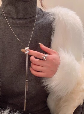 闪锆螺旋可抽拉项链女毛衣链颈链