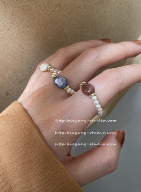 韩国气质复古珍珠戒指食指配饰女