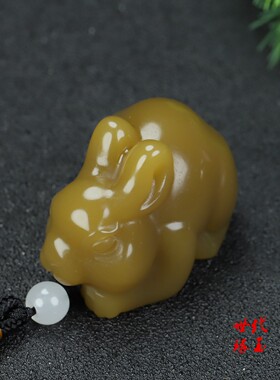 和田玉生肖兔挂件糖玉前途无量兔子把玩件新疆玉立体玉兔腰挂件